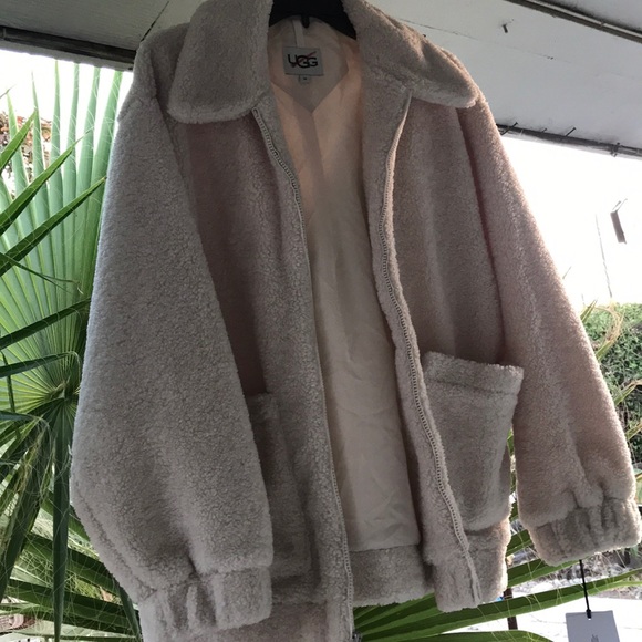 WOMENS UGG JACKELINE TEDDY BEAR JACKET CREAM ZIPUP - Picture 6 of 13